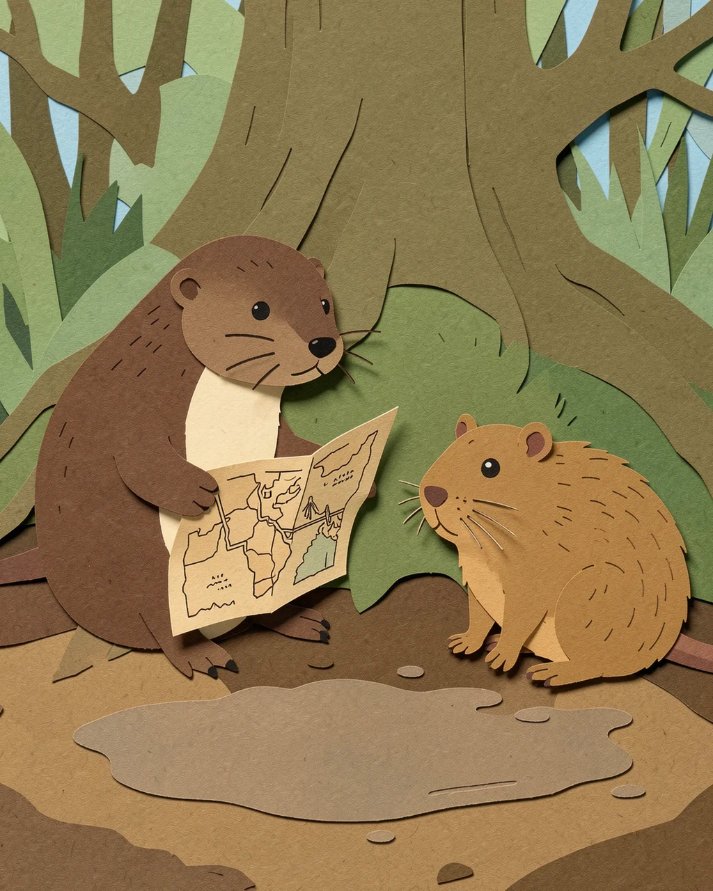 Иллюстрация к странице 3 сказки «Mabel Maps the Riverbank»