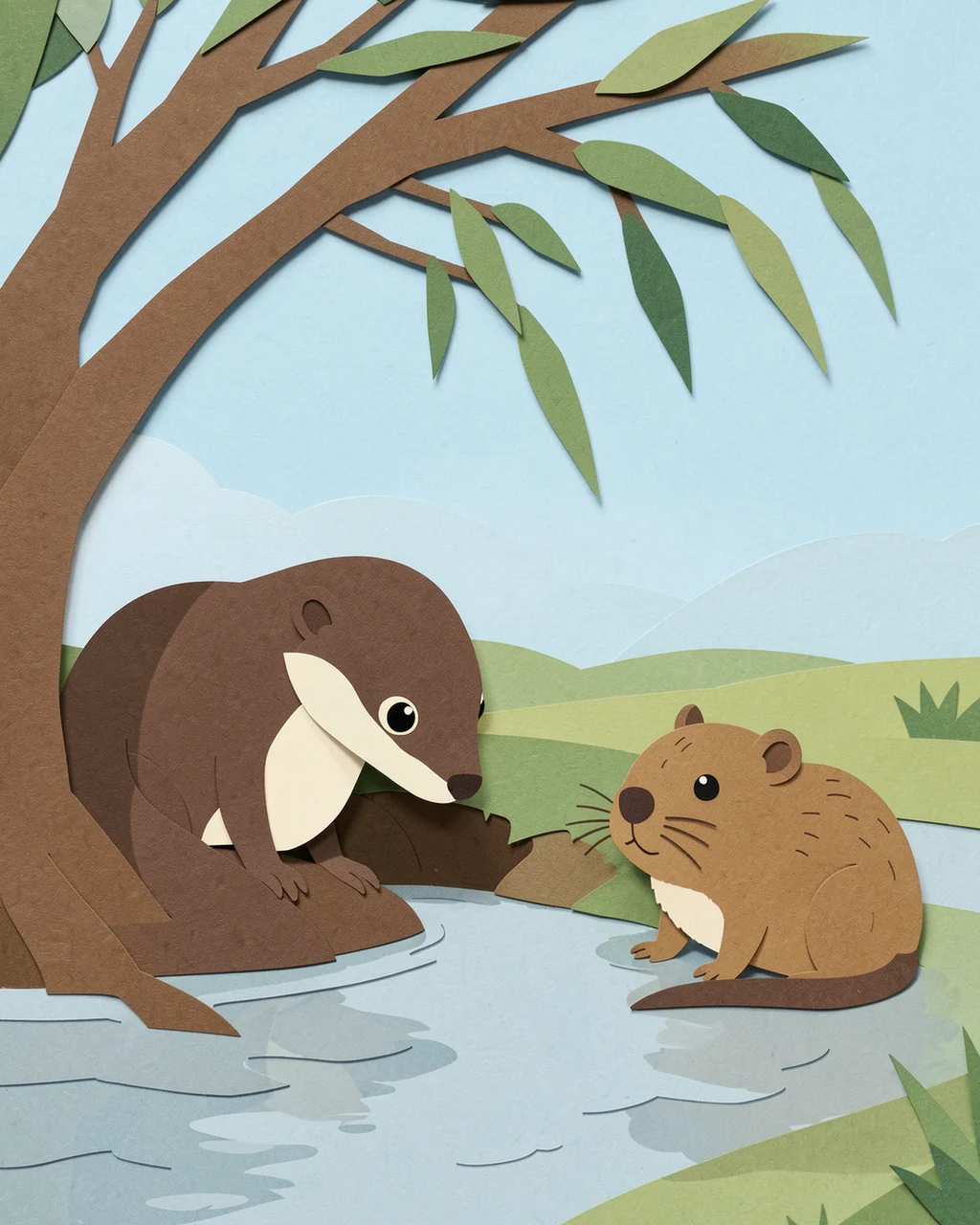 Иллюстрация к странице 6 сказки «Mabel Maps the Riverbank»