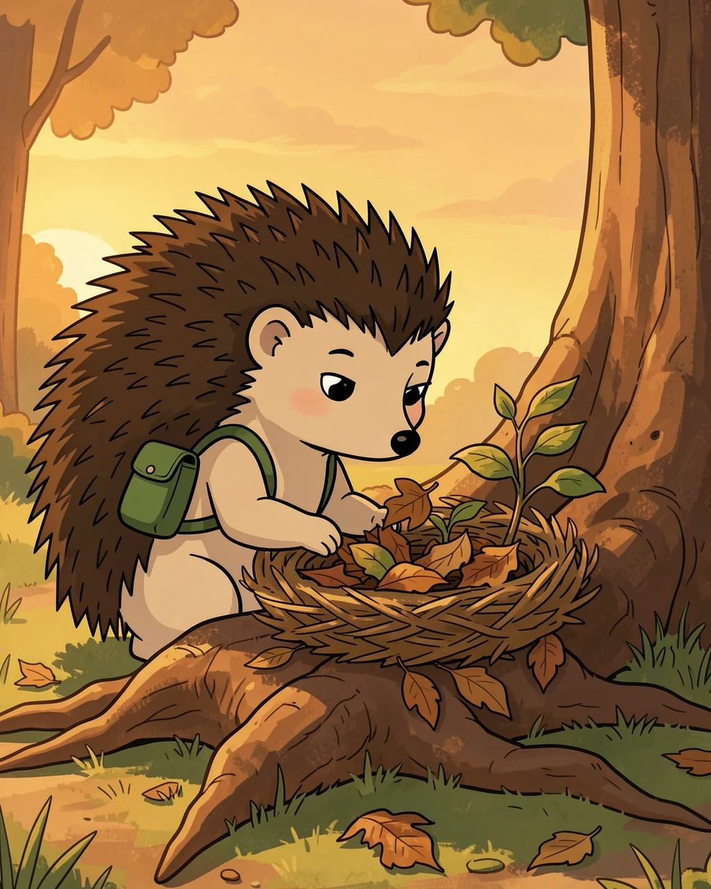 Illustration for page 3 of “У ростка под листьями”
