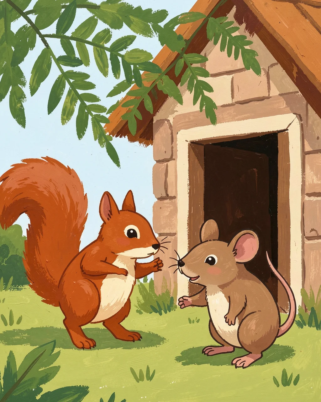 Иллюстрация к странице 2 сказки «The Missing Acorn Door»