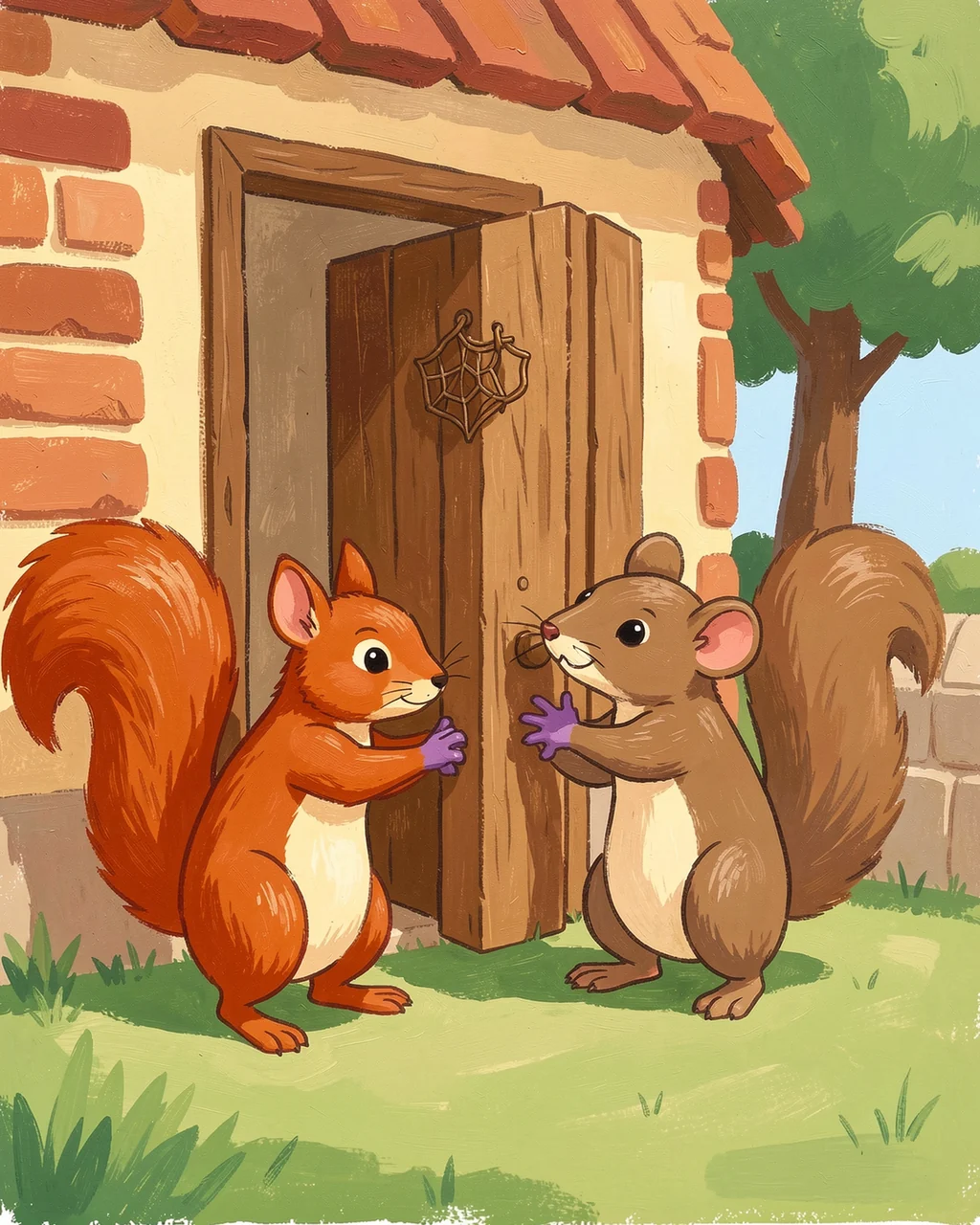 Иллюстрация к странице 3 сказки «The Missing Acorn Door»