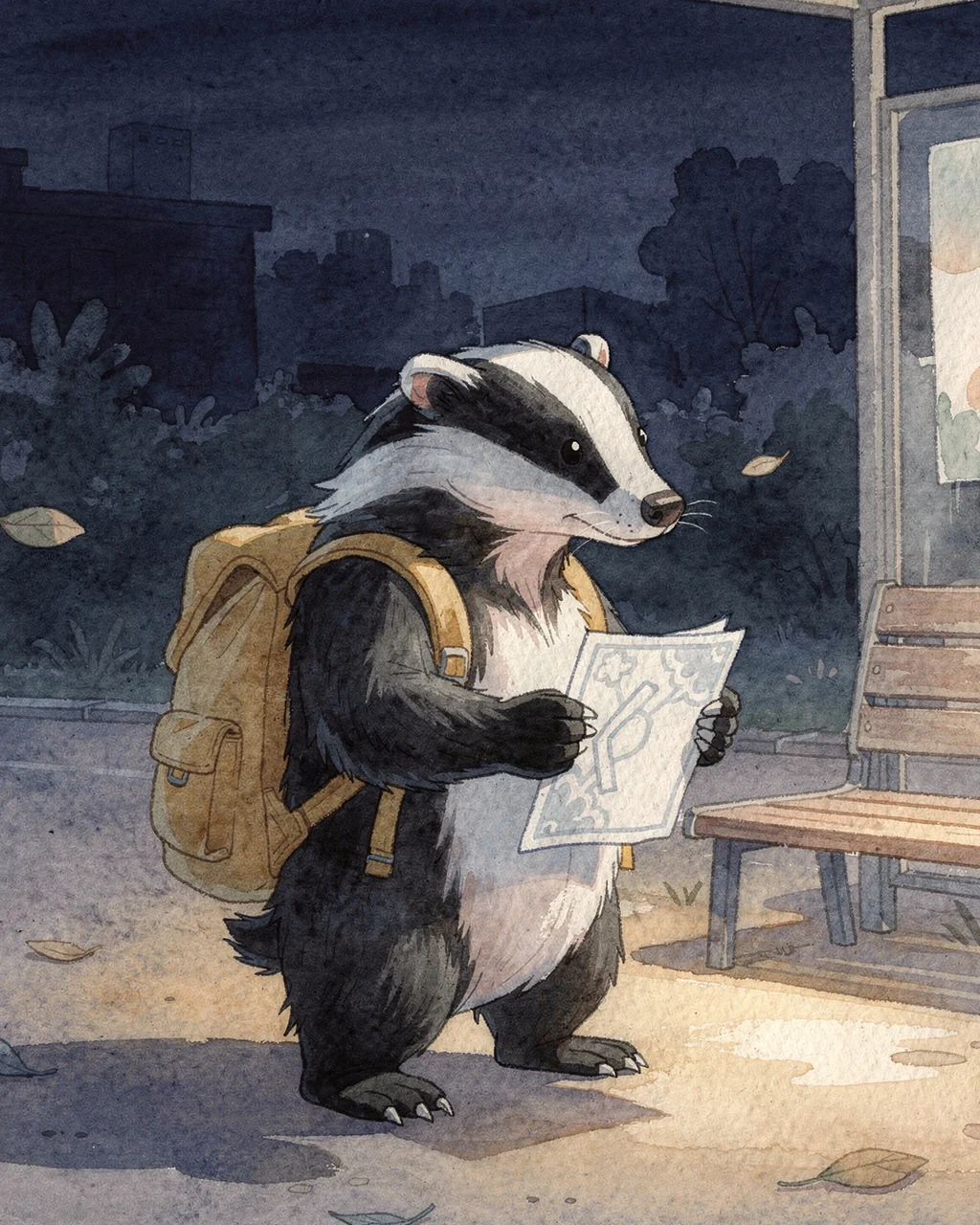 Illustration for page 2 of “The Saffron-Backpack Badger”