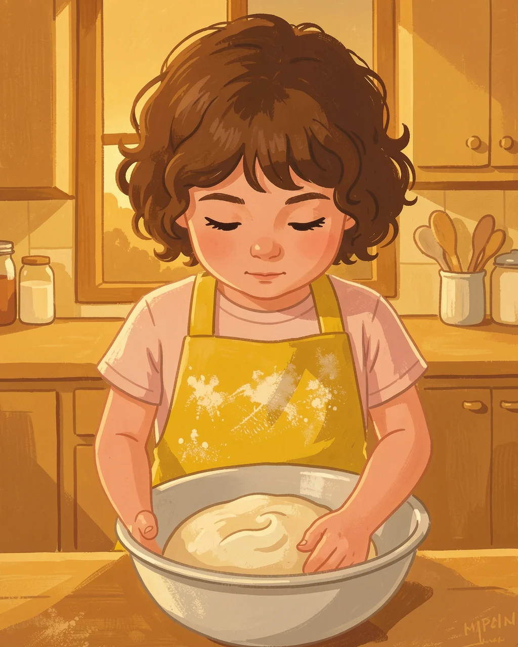 Иллюстрация к странице 1 сказки «Emma Waits for Dough»