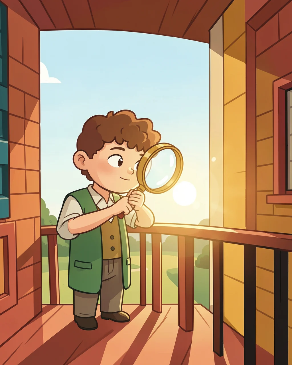 Иллюстрация к странице 2 сказки «Leo in the Green Vest»